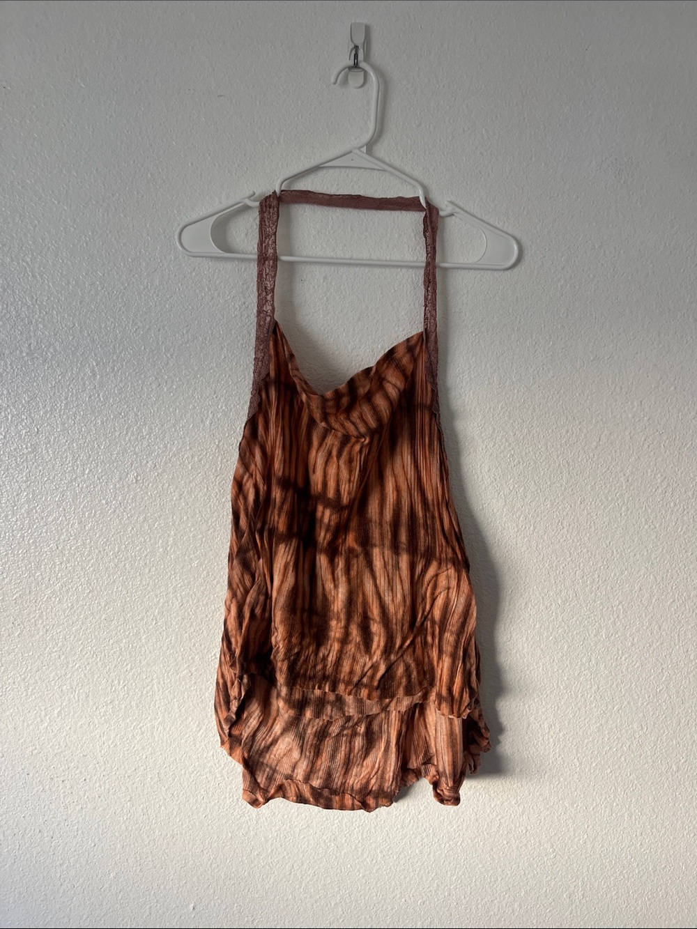Free People Tie-Dye Halter Cowl Top Pink Cream Size Small *Oversized